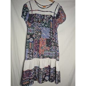 Sea Wind Womens Vtg Floral Muumuu Large Boho‎ Pattern Geometric Print Tent Dress